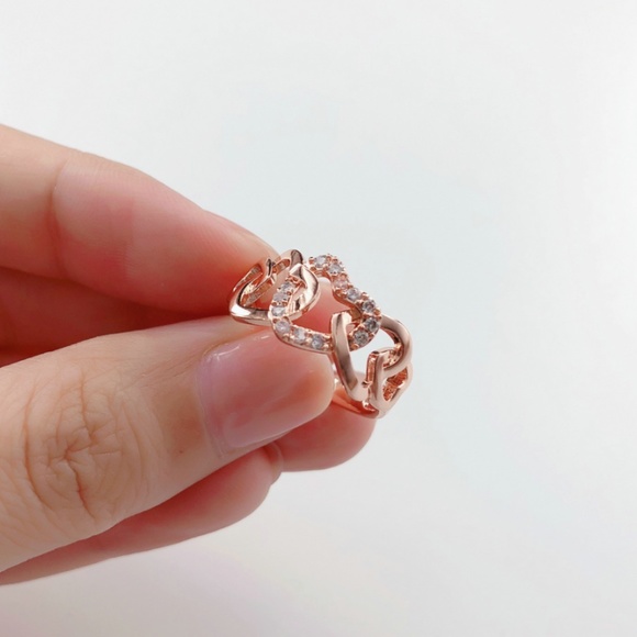 18K Rose Gold Eternity True Love Heart Ring - Picture 5 of 8